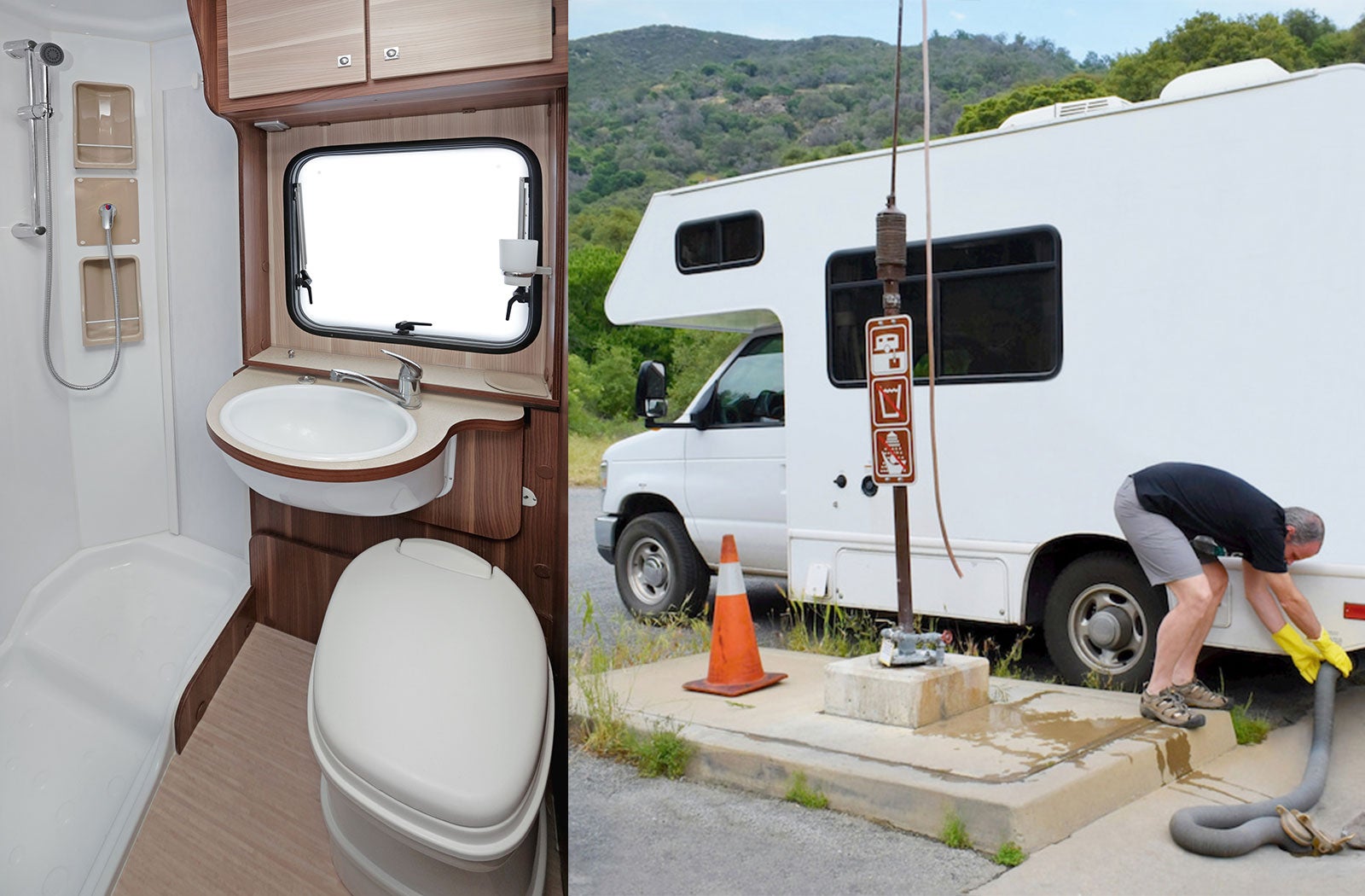 Portable RV/camper toilet and holding tank setup in Hibbing, Minnesota
