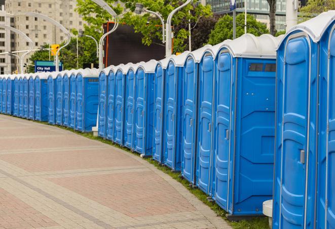 Seasonal porta potty units set up at a Hibbing, Minnesota venue
